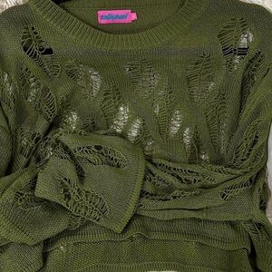 EDIKTED clover slashed crop sweater